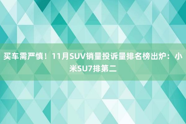 买车需严慎！11月SUV销量投诉量排名榜出炉：小米SU7排第二